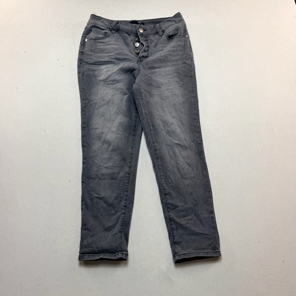 1822 Denim Skinny Jeans Womens Size 8 Petite Grey Excellent Button Fly Stretch